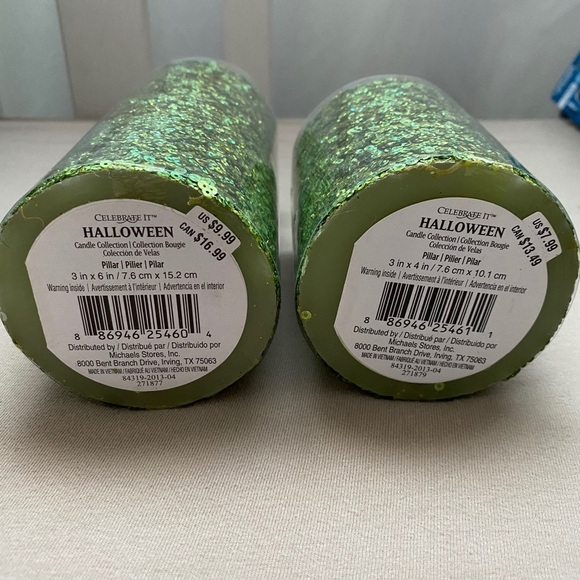 Set of green sequin candles - Picture 3 of 3